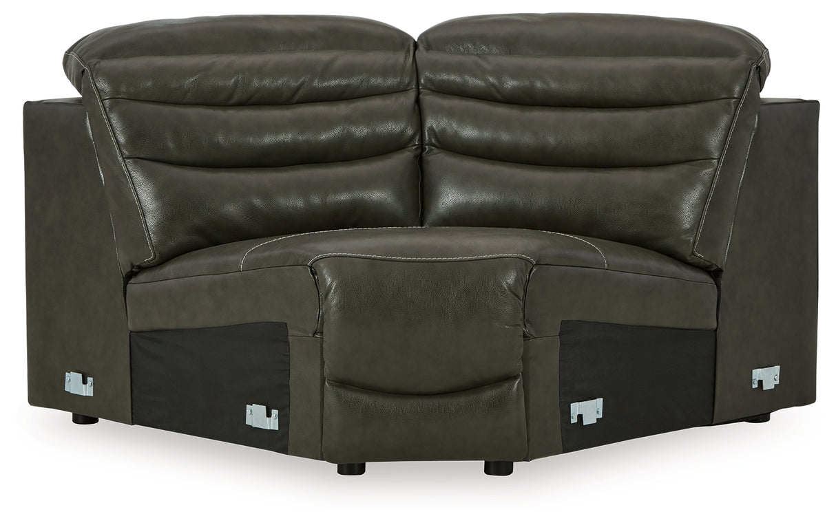 Center Line 5-Piece Sectional with Recliner in Dark Gray from Ashley - Luna Furniture