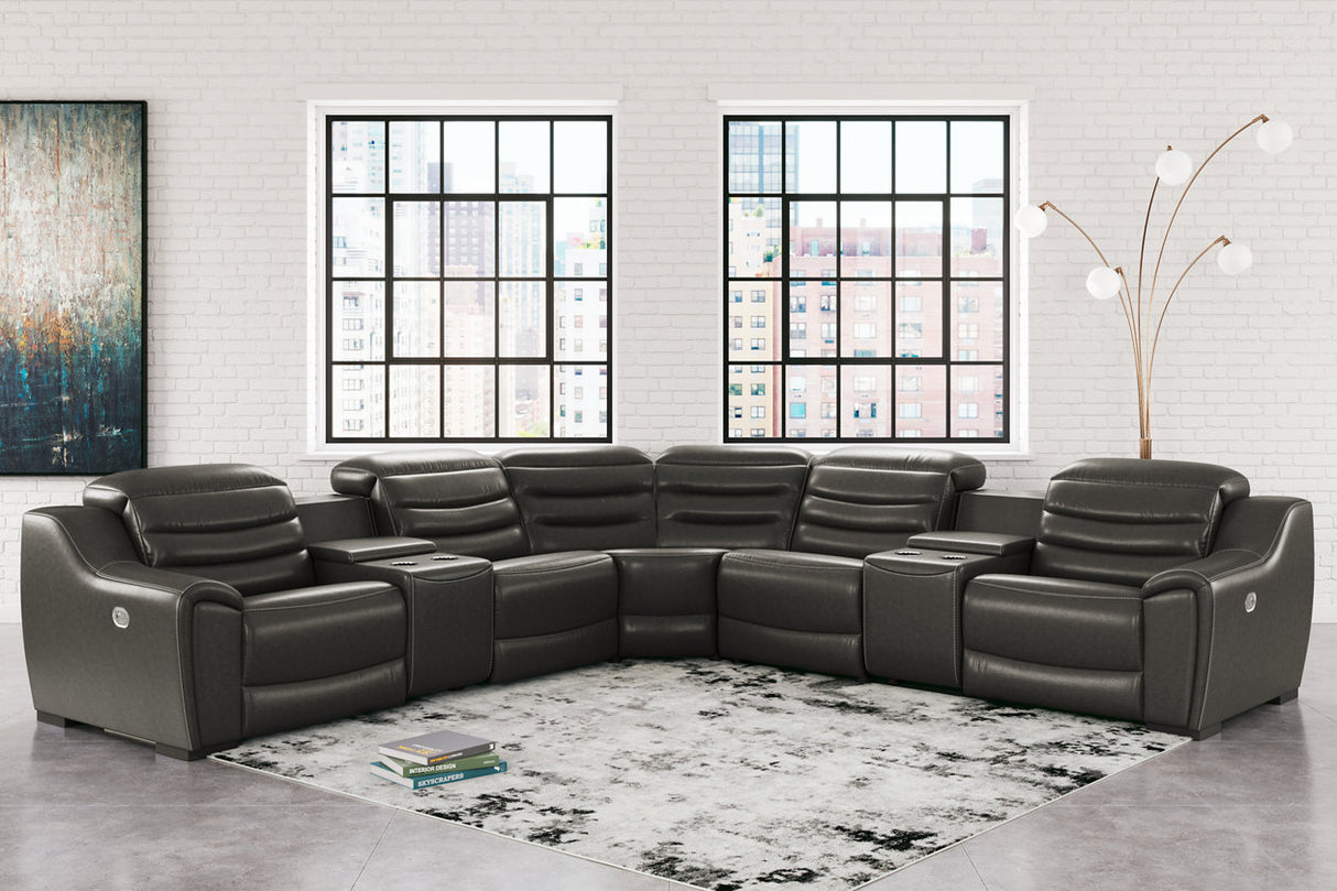 Center Line Dark Gray 7-Piece Power Reclining Sectional from Ashley - Luna Furniture