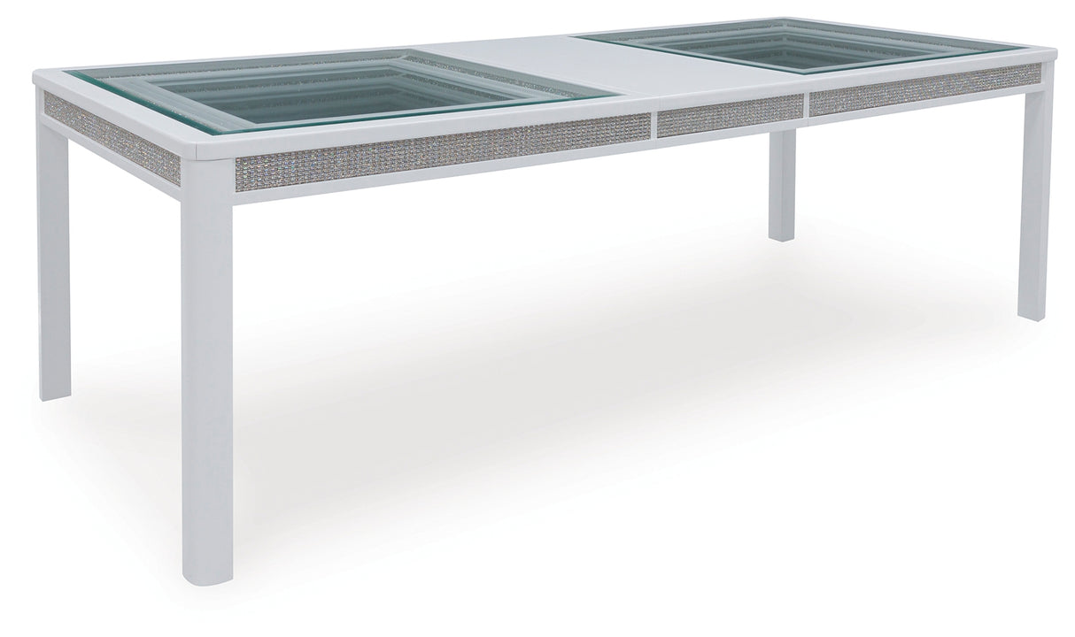 Chalanna White Dining Table and 10 Chairs with Server from Ashley Furniture - Luna Furniture