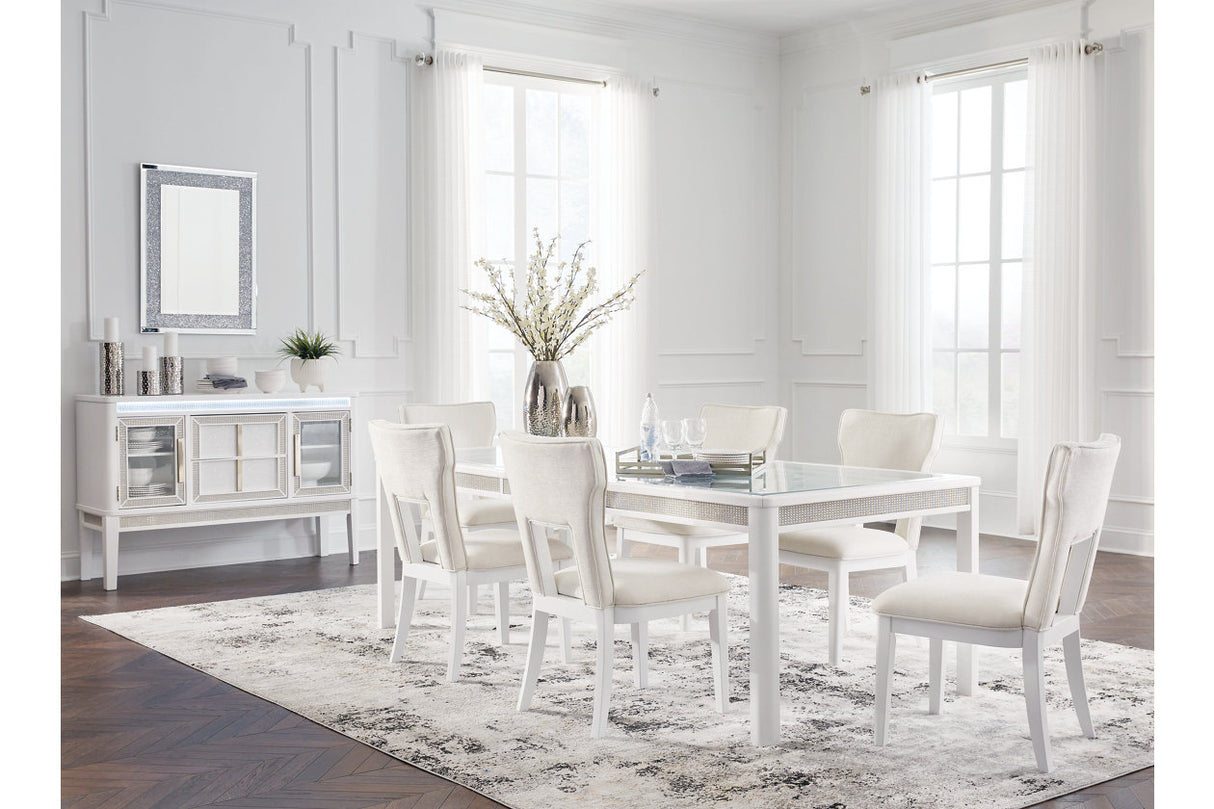 Chalanna White Dining Table and 6 Chairs from Ashley Furniture - Luna Furniture