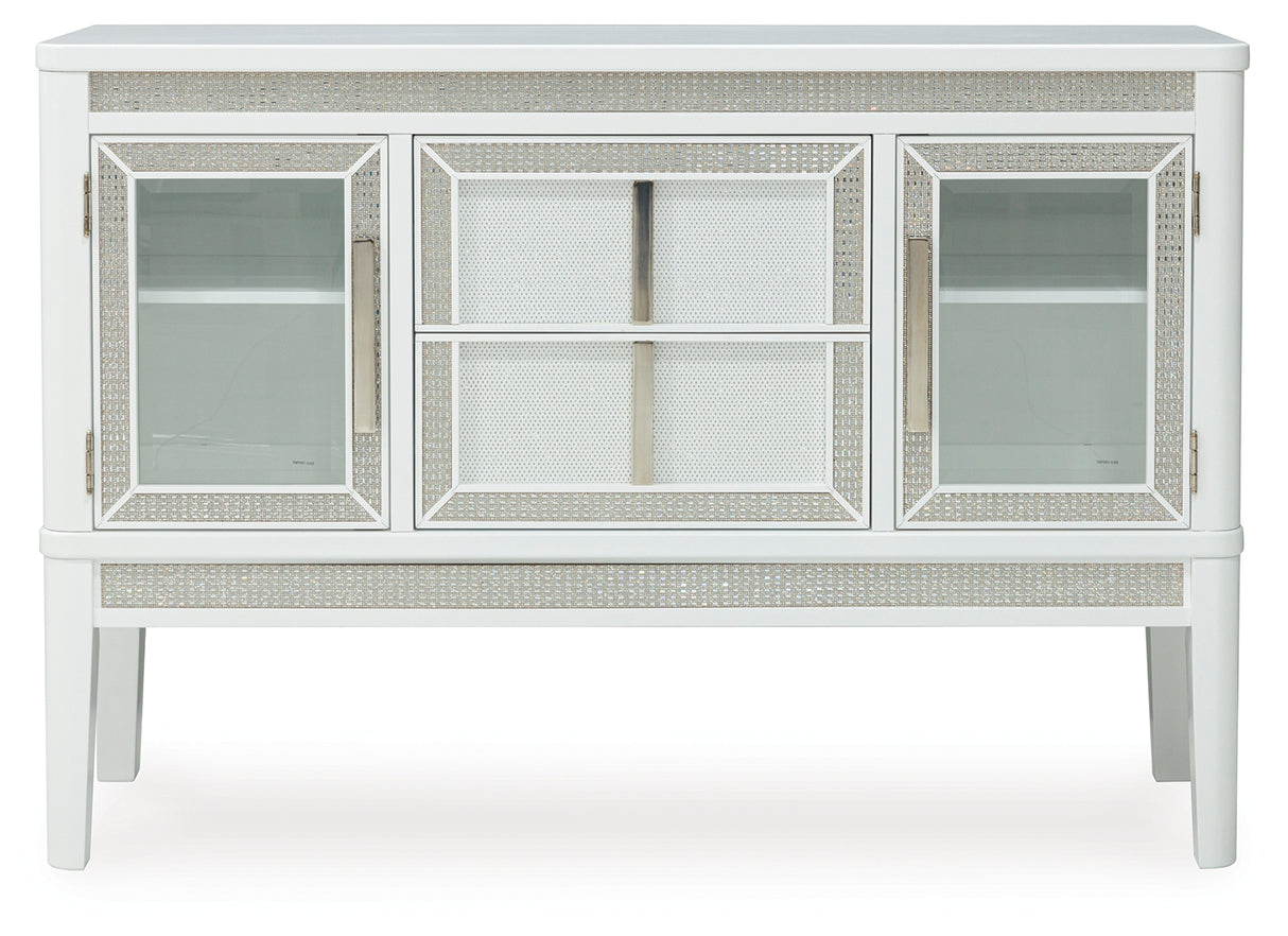 Chalanna White Dining Table and 6 Chairs with Server from Ashley Furniture - Luna Furniture