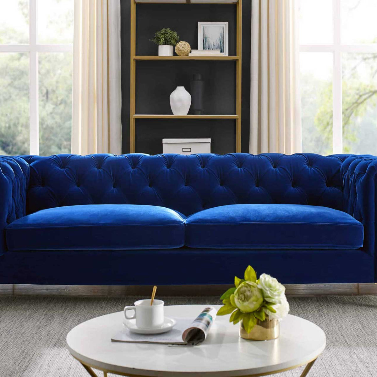 Bed Velvet AVALLON 180 x 200 cm (EU Super King) Navy Blue Bed Velvet AVALLON 180 x 200 cm (EU Super King) Navy Blue