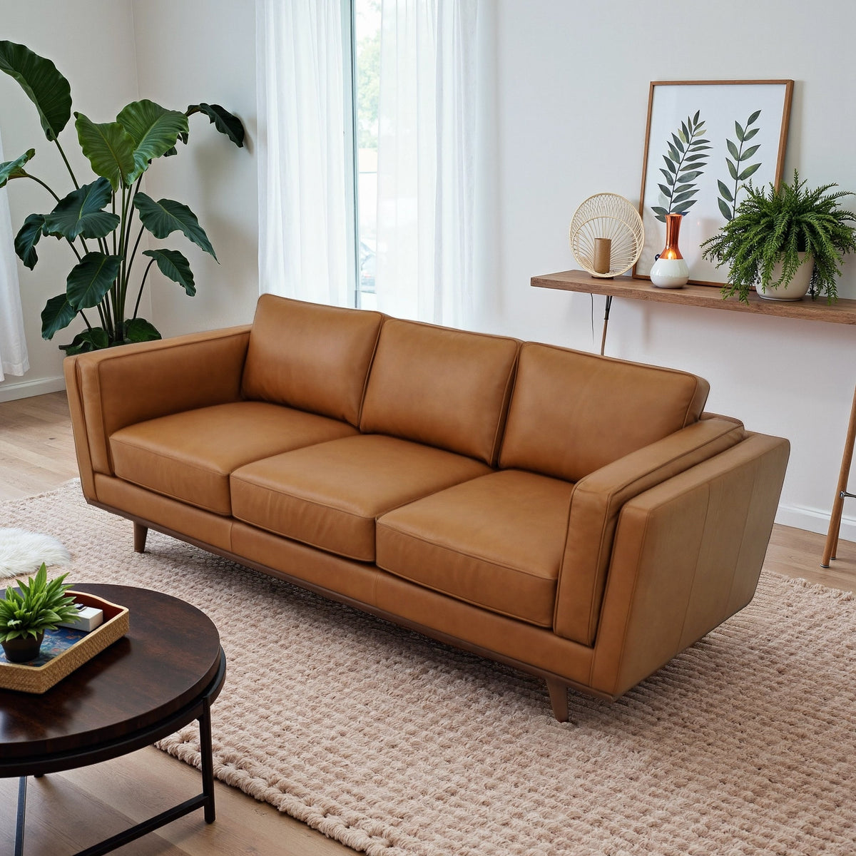 Chase Tan Genuine Leather Sofa from Ashcroft Furniture - Luna Furniture
