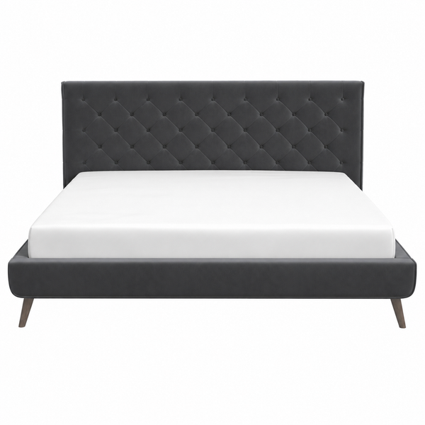 Dillon Gray Velvet King Platform Bed