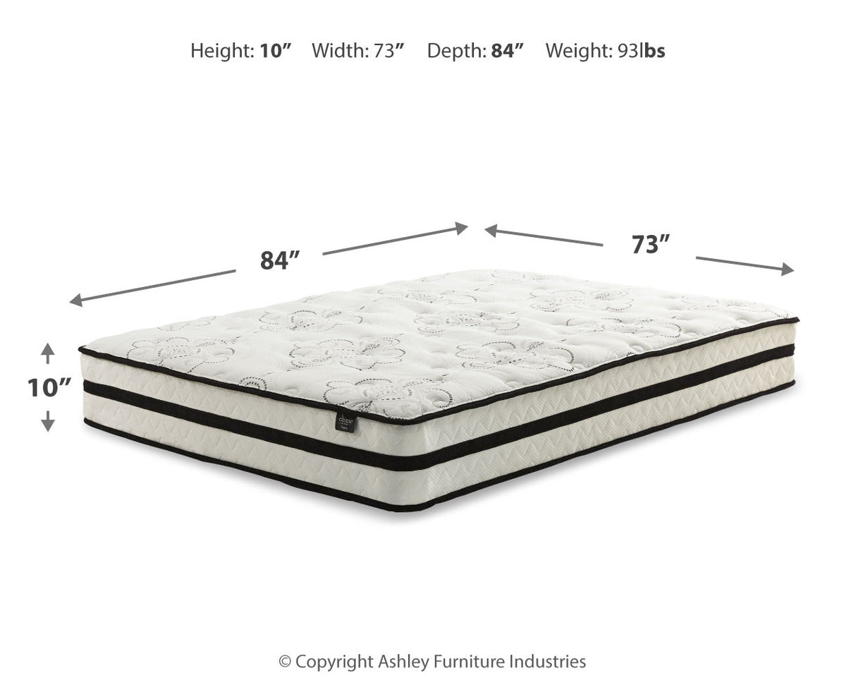 Chime 10 Inch Hybrid Mattress with Adjustable Base in White from Ashley - Luna Furniture