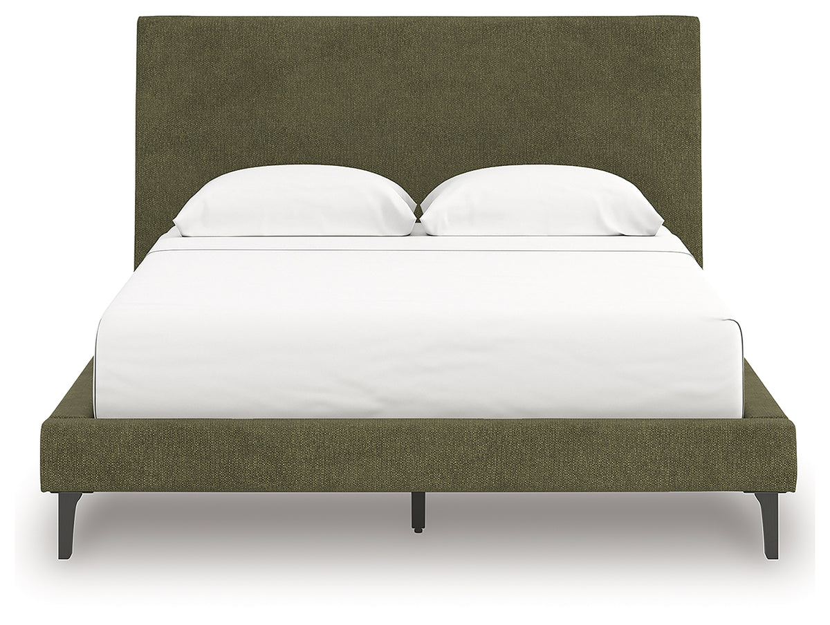 Chirason Sage Green Queen Upholstered Bed with Roll Slats from Ashley Furniture - Luna Furniture