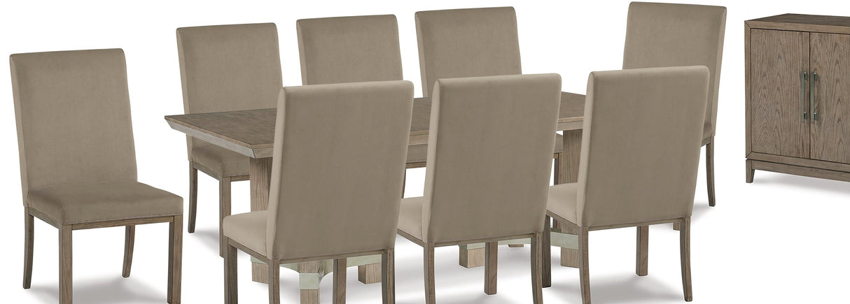Chrestner Gray Dining Table and 8 Chairs with Server from Ashley Furniture - Luna Furniture