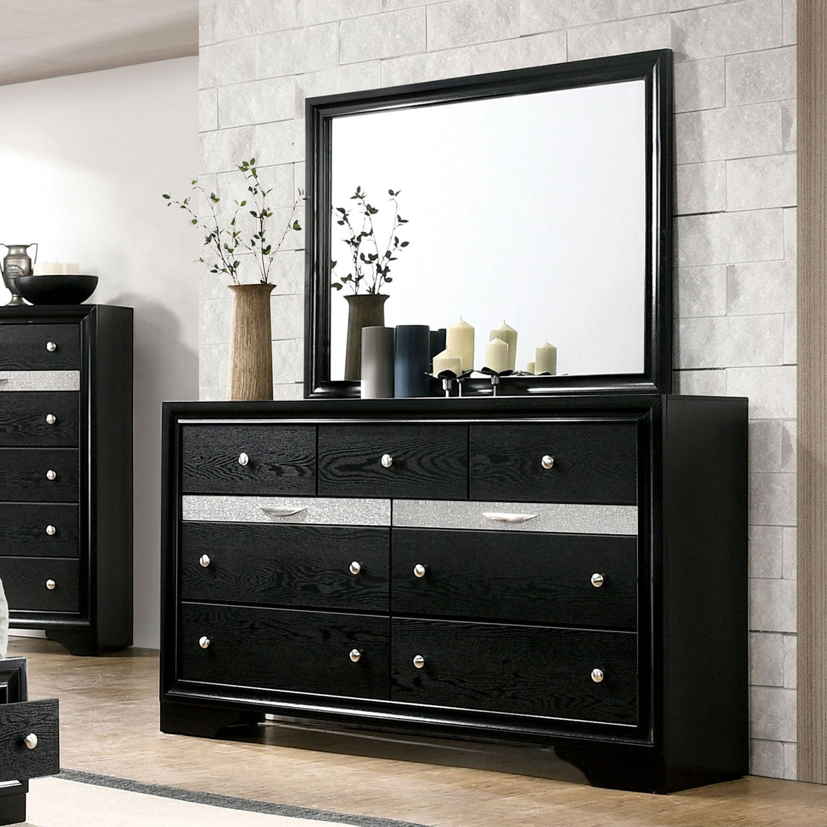 Chrissy Black Contemporary Storage Bedroom Set from Furniture of America - Luna Furniture