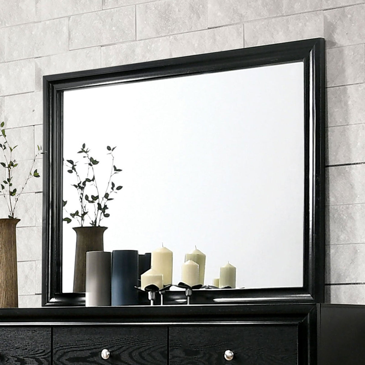 Chrissy Black Mirror (Mirror Only) from Furniture of America - Luna Furniture