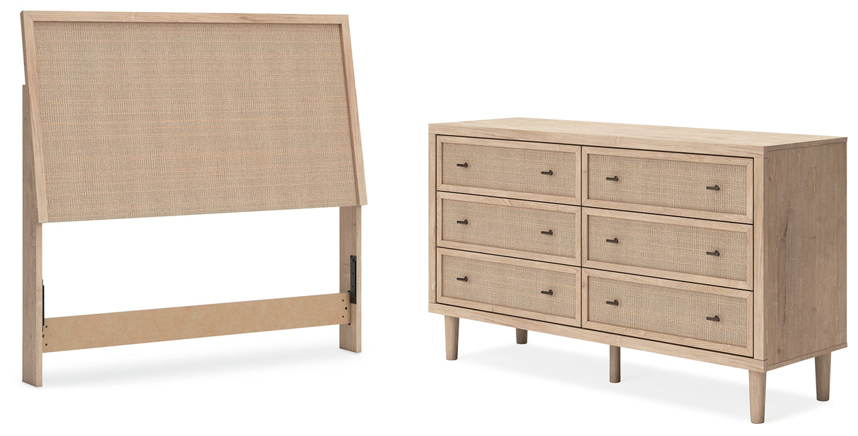 Cielden Full Upholstered Panel Bed with Dresser in Two-tone from Ashley - Luna Furniture