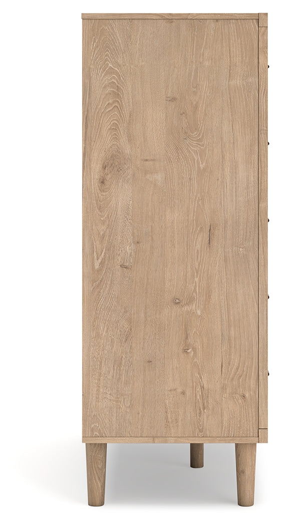 Cielden King Panel Headboard with Mirrored Dresser and Chest in Two-tone from Ashley - Luna Furniture