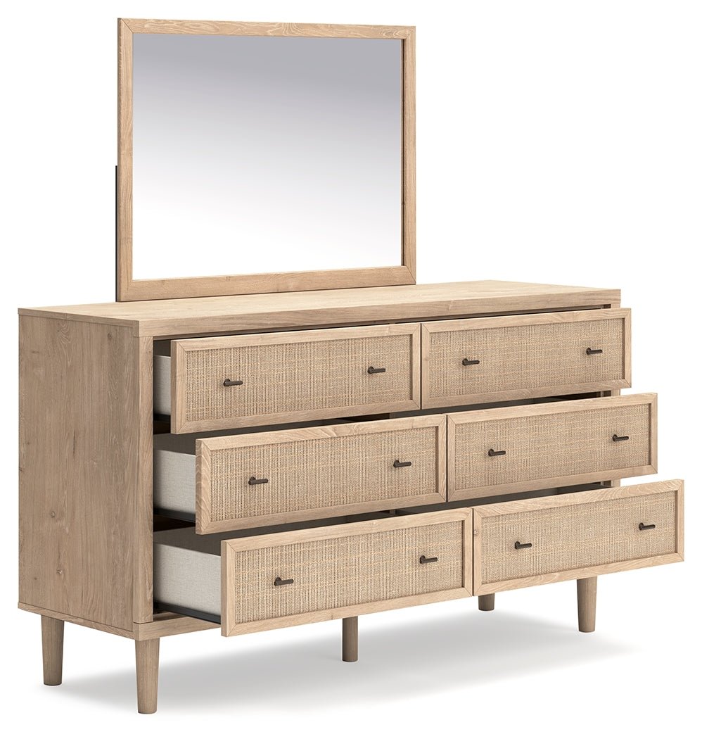 Cielden Queen Panel Bed with Mirrored Dresser and Chest in Two-tone from Ashley - Luna Furniture