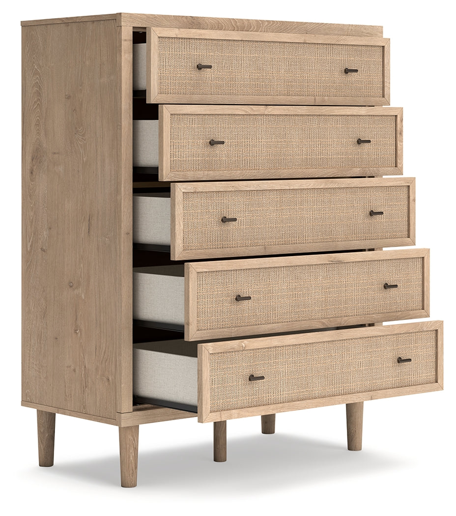 Cielden Queen Panel Headboard with Mirrored Dresser, Chest and 2 Nightstands in Two-tone from Ashley - Luna Furniture