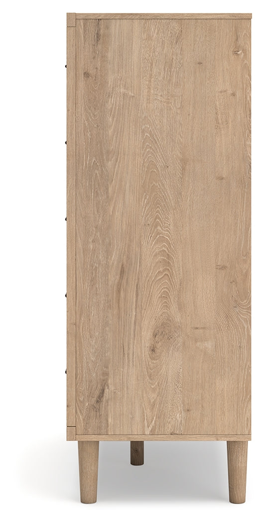 Cielden Queen Panel Headboard with Mirrored Dresser and Chest in Two-tone from Ashley - Luna Furniture