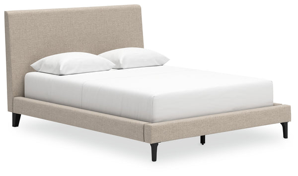 Cielden Soft Gray Queen Upholstered Platform Bed