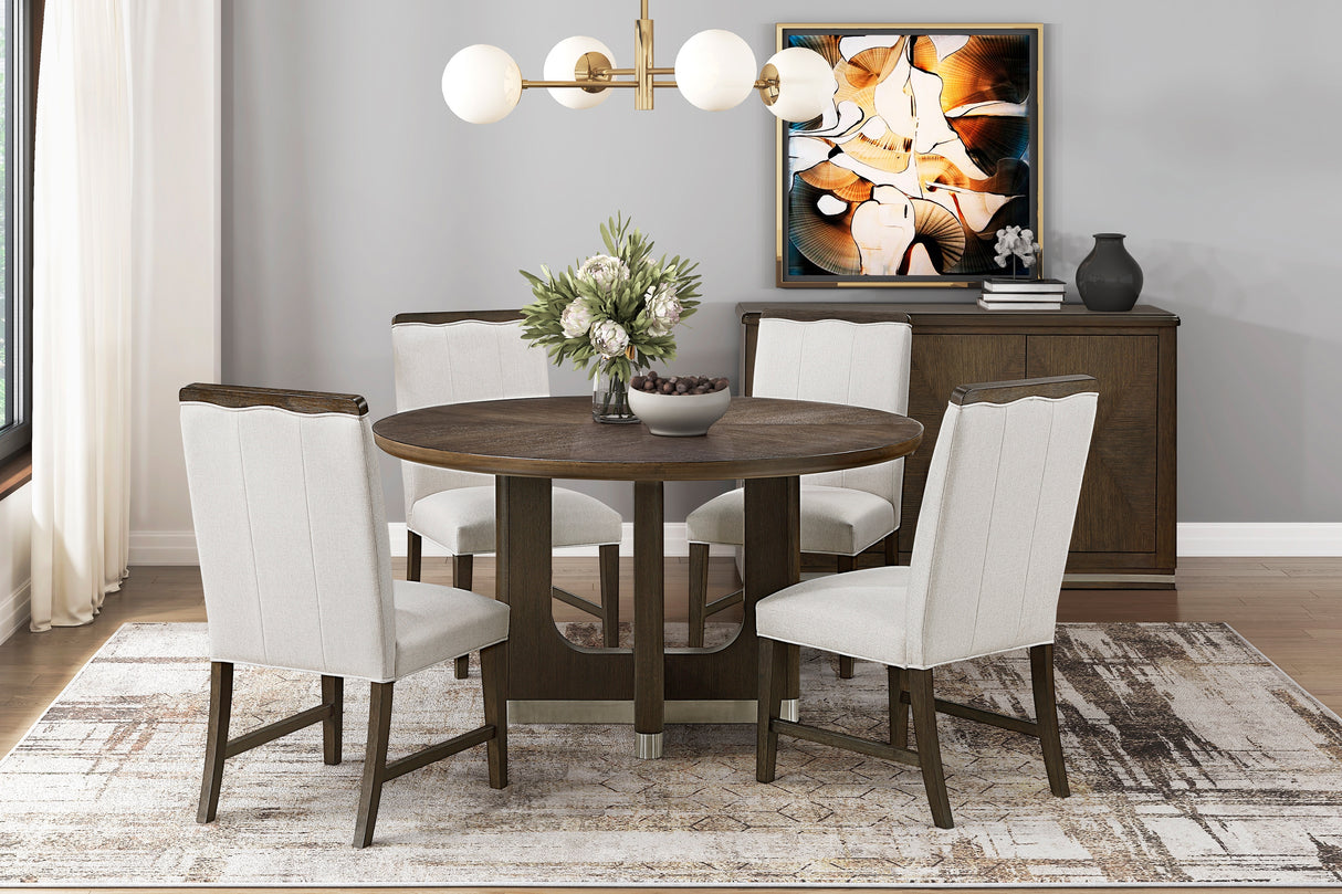 Clara Brown/Beige 5-Piece 54" Round Dining Room Set from Homelegance - Luna Furniture