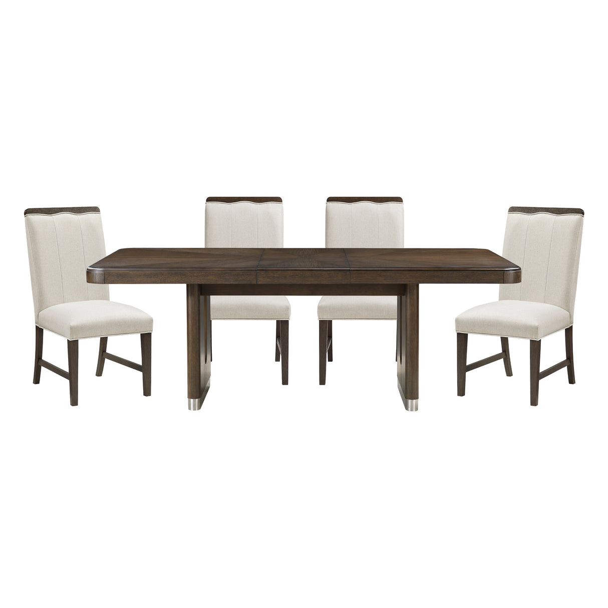 Clara Brown/Beige 5-Piece 85" Rectangular Dining Room Set from Homelegance - Luna Furniture