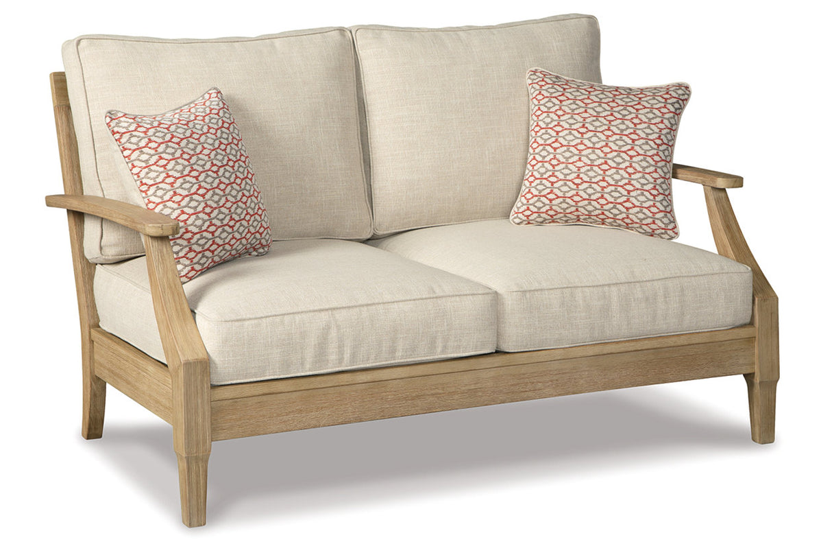 Clare View Beige Outdoor Loveseat and 4 Lounge Chairs from Ashley Furniture - Luna Furniture