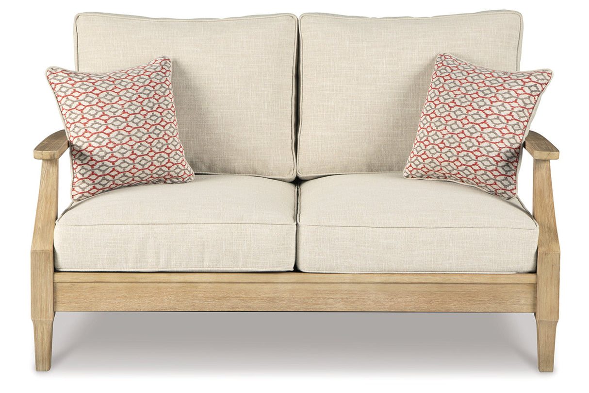 Clare View Beige Outdoor Loveseat and 4 Lounge Chairs from Ashley Furniture - Luna Furniture