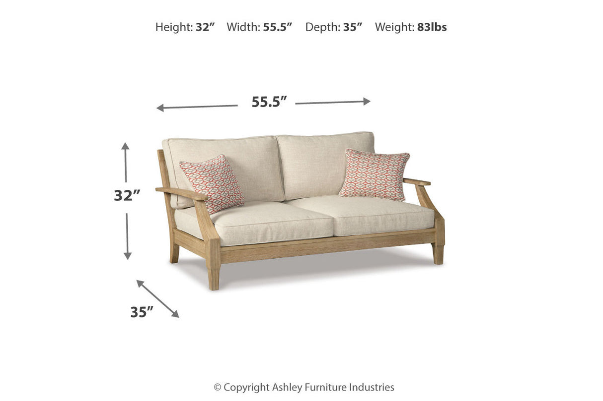 Clare View Beige Outdoor Loveseat and 4 Lounge Chairs from Ashley Furniture - Luna Furniture