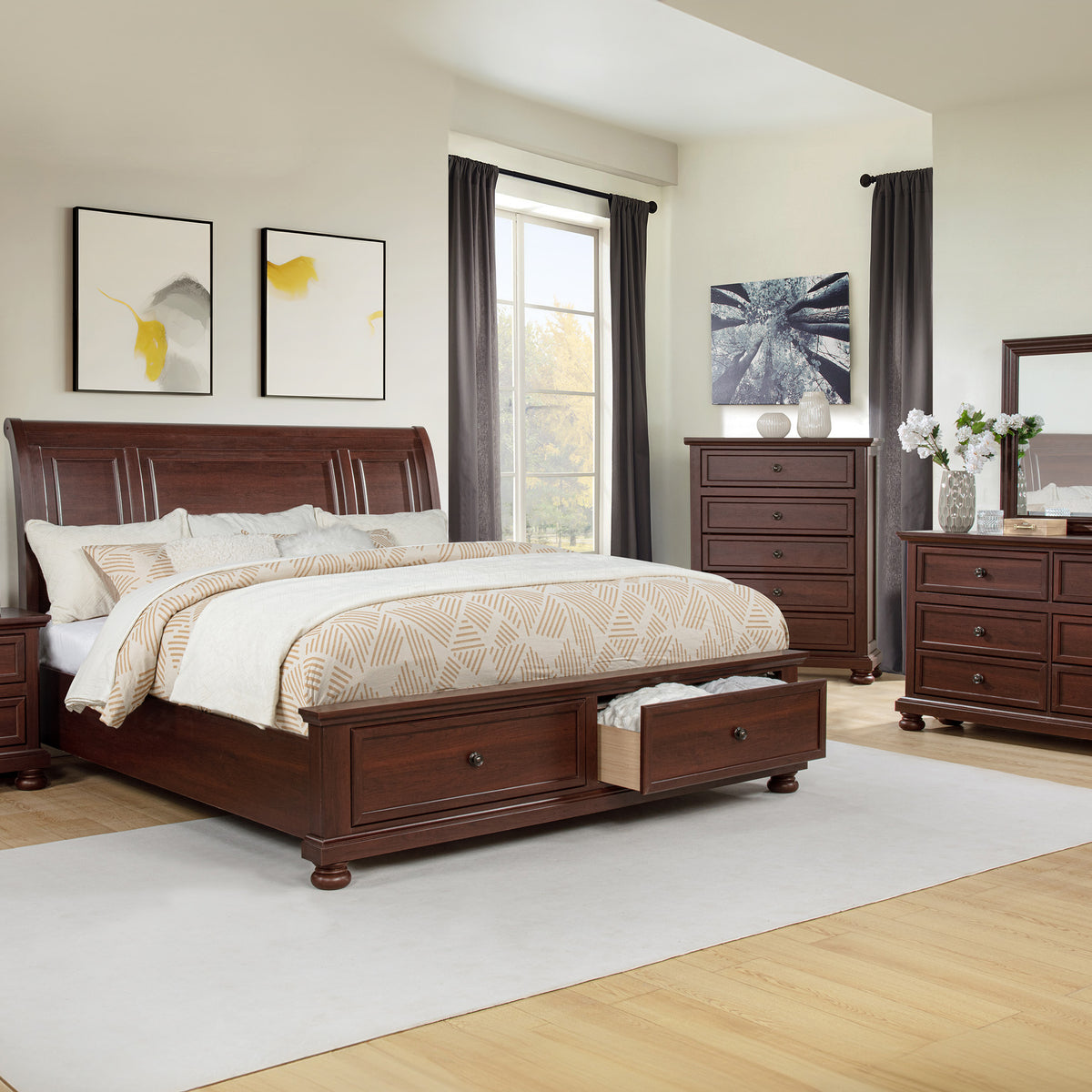 Cadence Black LED Panel Bedroom Set
