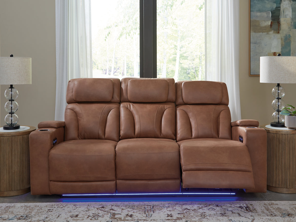 Clean-Slate Caramel Power Reclining Sofa from Ashley - Luna Furniture