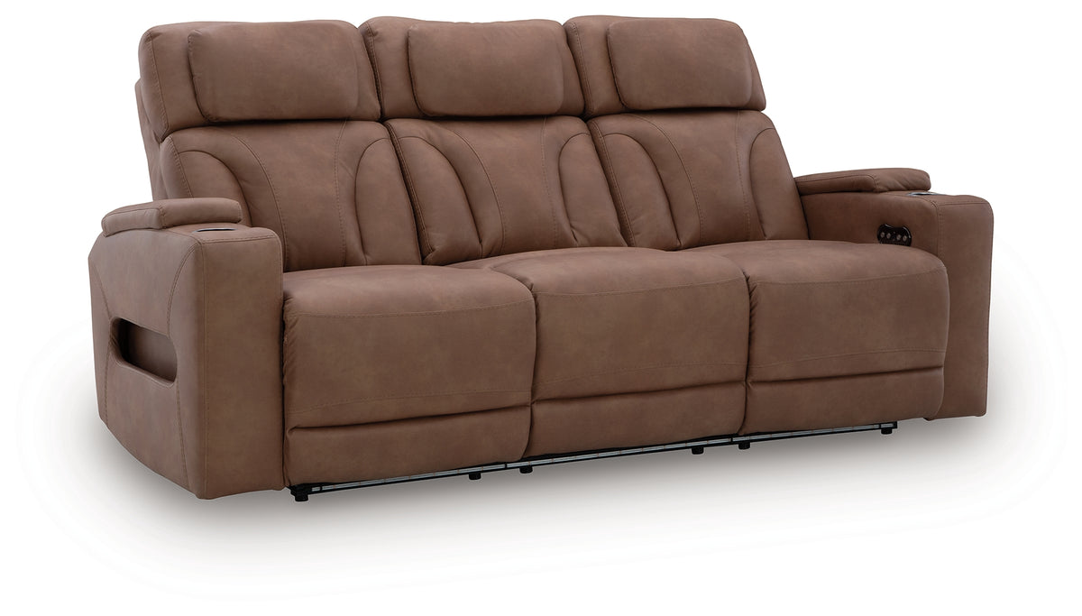 Clean-Slate Caramel Power Reclining Sofa from Ashley - Luna Furniture