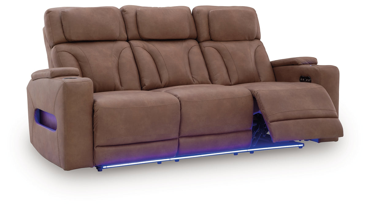 Clean-Slate Caramel Power Reclining Sofa from Ashley - Luna Furniture