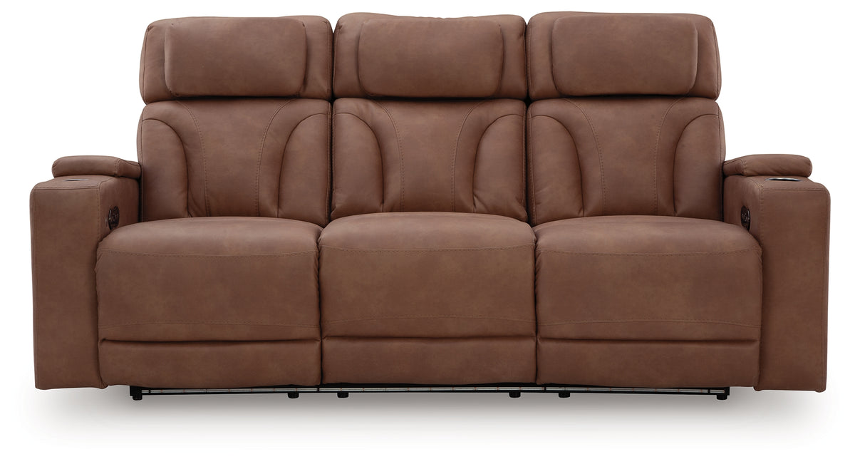 Clean-Slate Caramel Power Reclining Sofa from Ashley - Luna Furniture