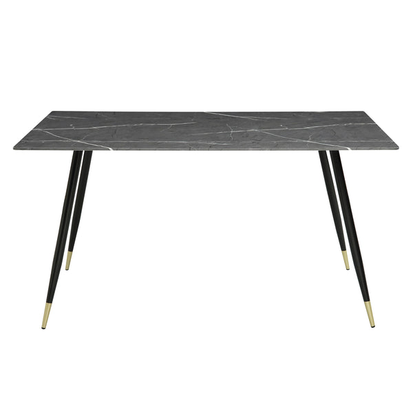 Clemente Gray 60" Marble-Print Tempered Glass-Top Dining Table