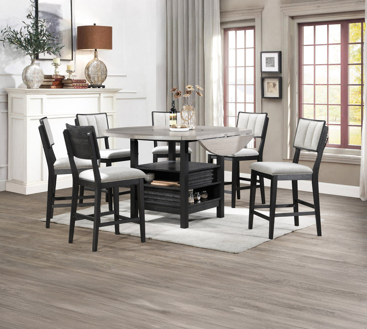 Cline Black/Gray Counter Height Dining Table from Crown Mark - Luna Furniture