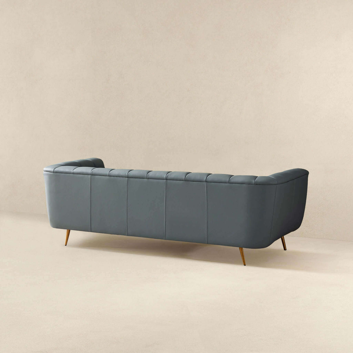 LaMattina Genuine Italian Blue Leather Channel Tufted Sofa from Ashcroft Furniture - Luna Furniture