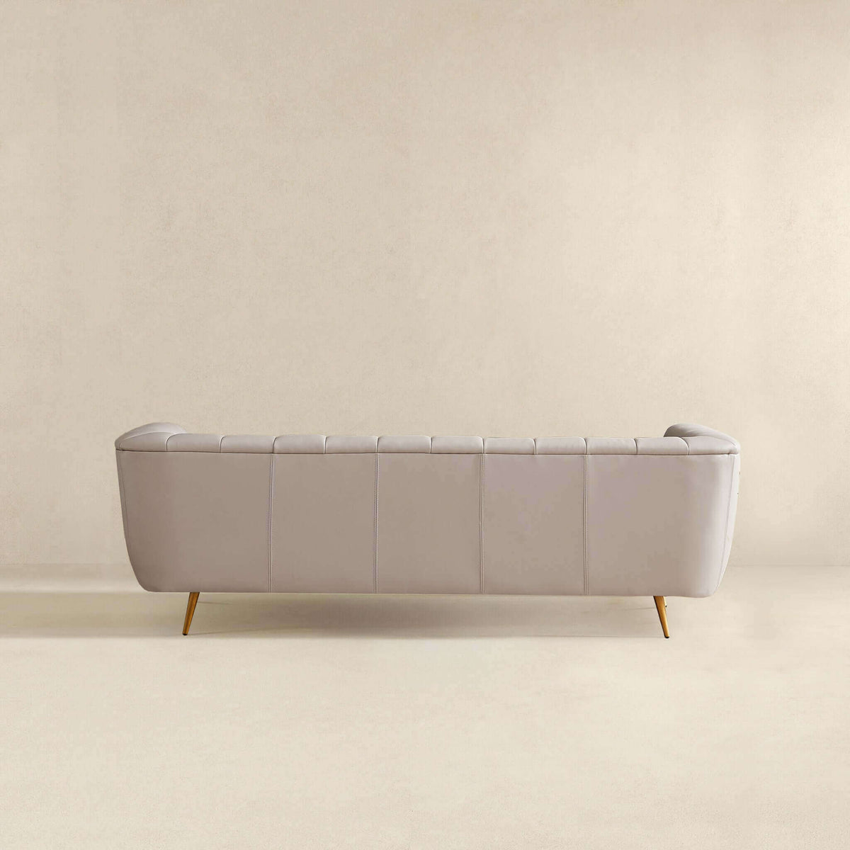 LaMattina Gray Genuine Leather Channel Tufted Sofa from Ashcroft Furniture - Luna Furniture