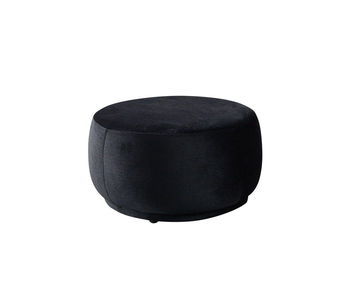 Cloe Black Velvet Round Ottoman from Nova Furniture - Luna Furniture