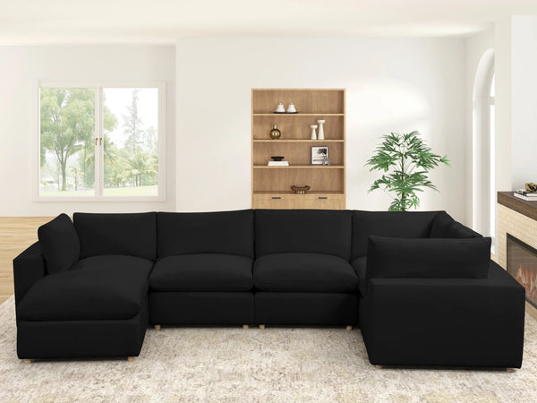 Cloud Black Modular Sectional with Ottoman