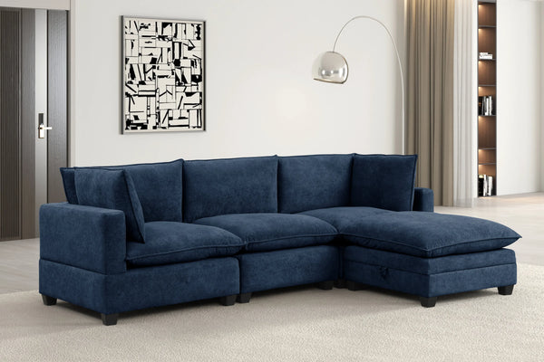 Cloud Navy Modular Sectional with Water Resistant Fabric
