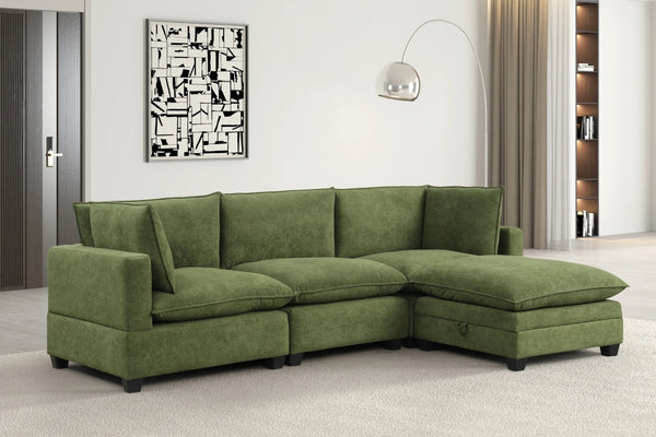 Cloud Olive Modular Sectional with Water Resistant Fabric