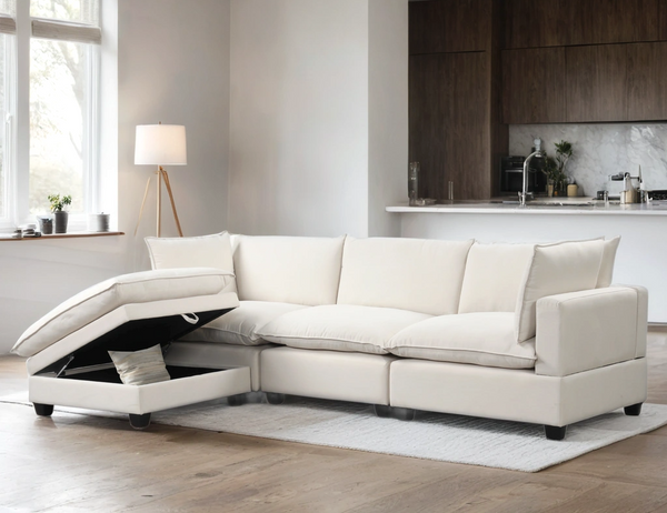 Cloud Sand Linen 4-Piece Modular Sectional