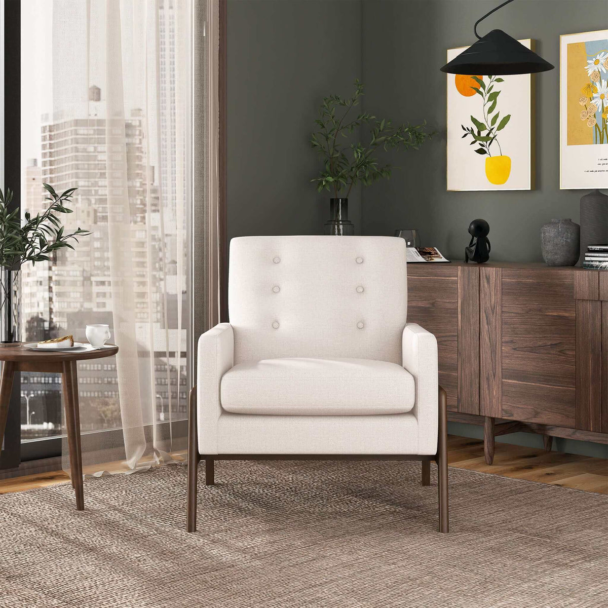 Cole Beige Velvet Solid Wood Lounge Chair from Ashcroft Furniture - Luna Furniture