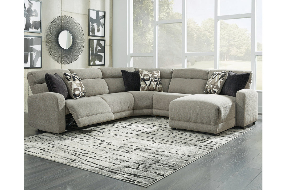 Colleyville Stone 5-Piece Power Reclining Sectional with Chaise from Ashley - Luna Furniture
