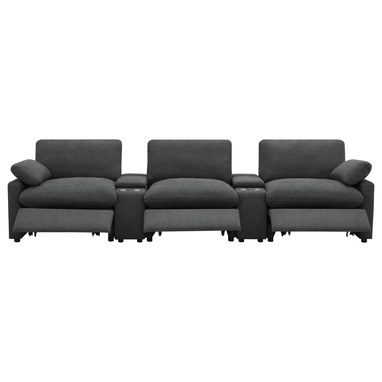 Collins Dark Gray 5-Piece Power Reclining Home Theater Seating from Coaster - Luna Furniture
