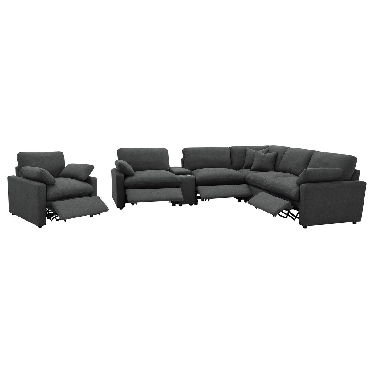 Collins Dark Gray 6-Piece Modular Power Reclining Sectional from Coaster - Luna Furniture