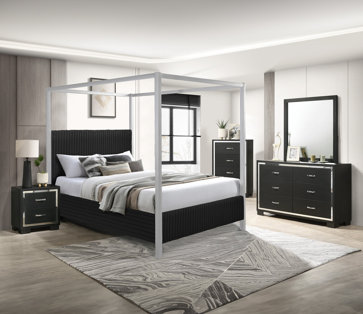 Cora Black Queen Canopy Bed from Crown Mark - Luna Furniture