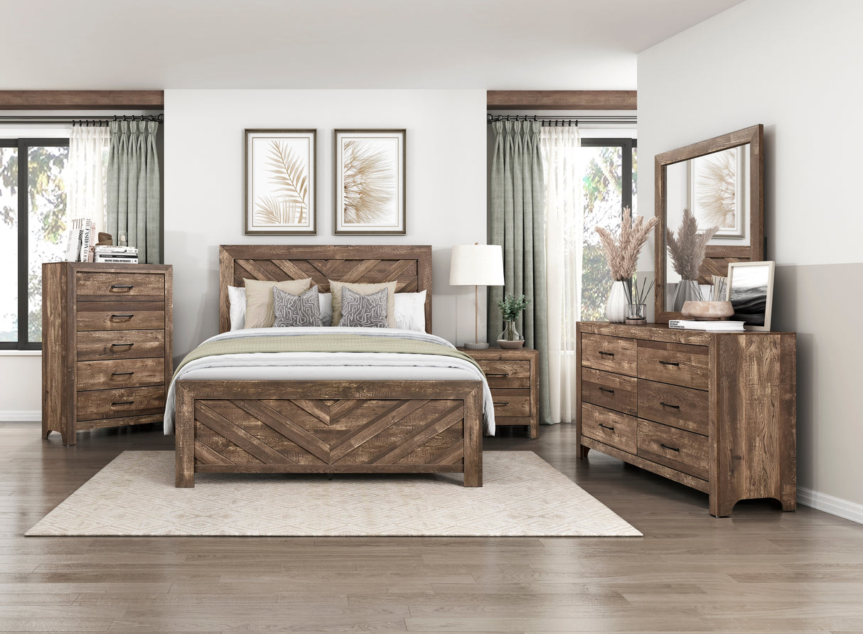 Corbin Brown Crossbuck King Panel Bed from Homelegance - Luna Furniture