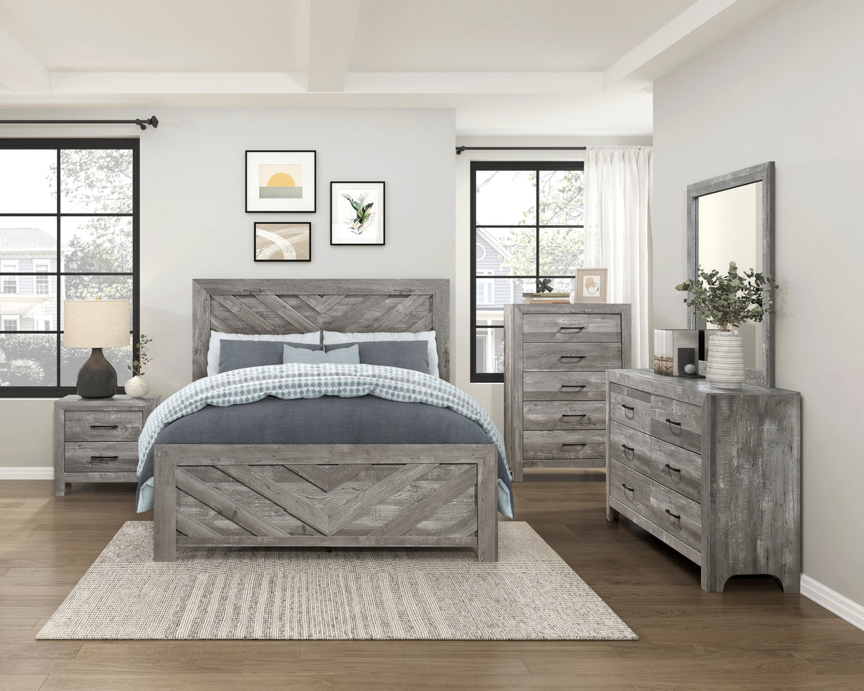 Corbin Gray Crossbuck Queen Panel Bed from Homelegance - Luna Furniture