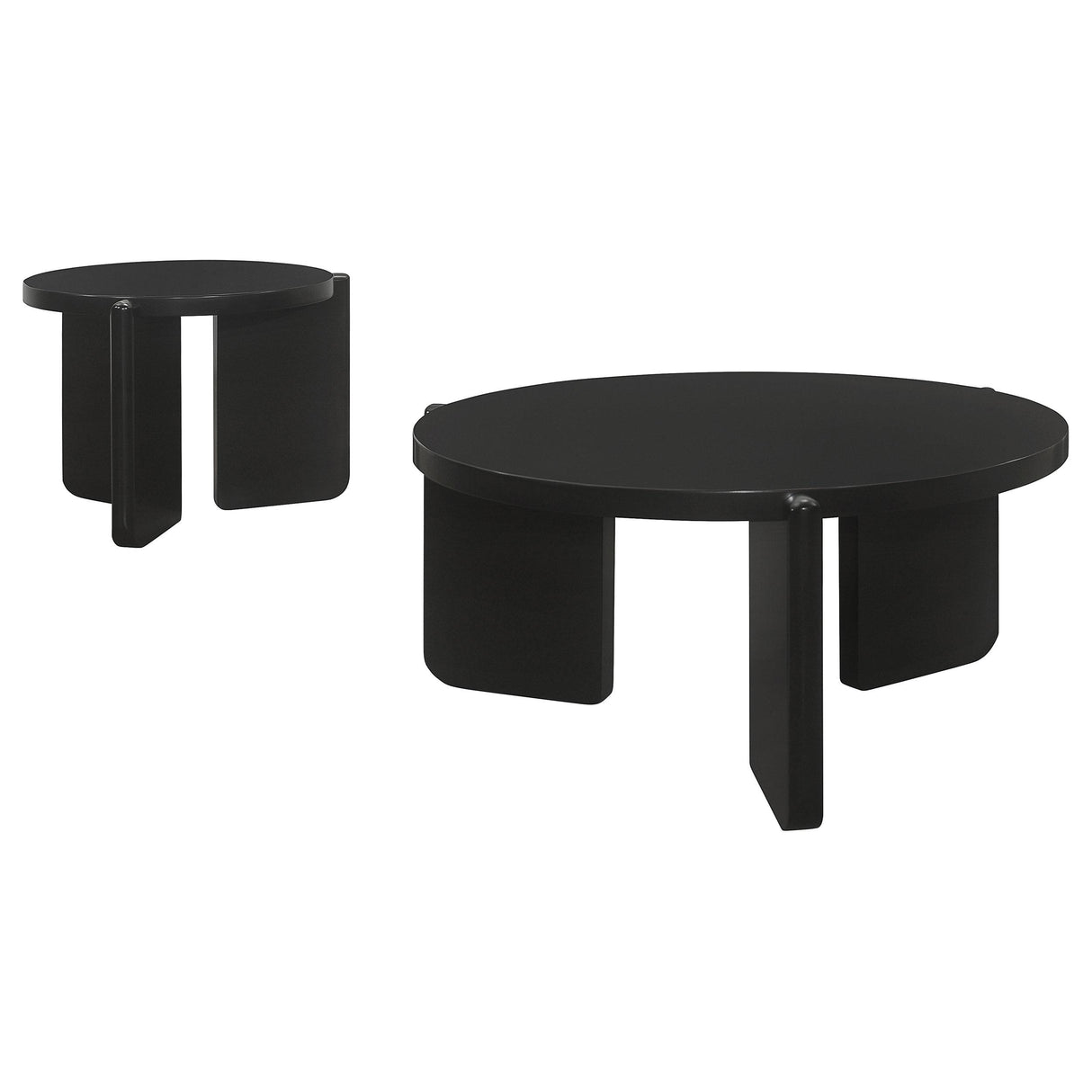 Cordova Black 2-Piece Solid Wood Coffee and End Table Set from Coaster - Luna Furniture