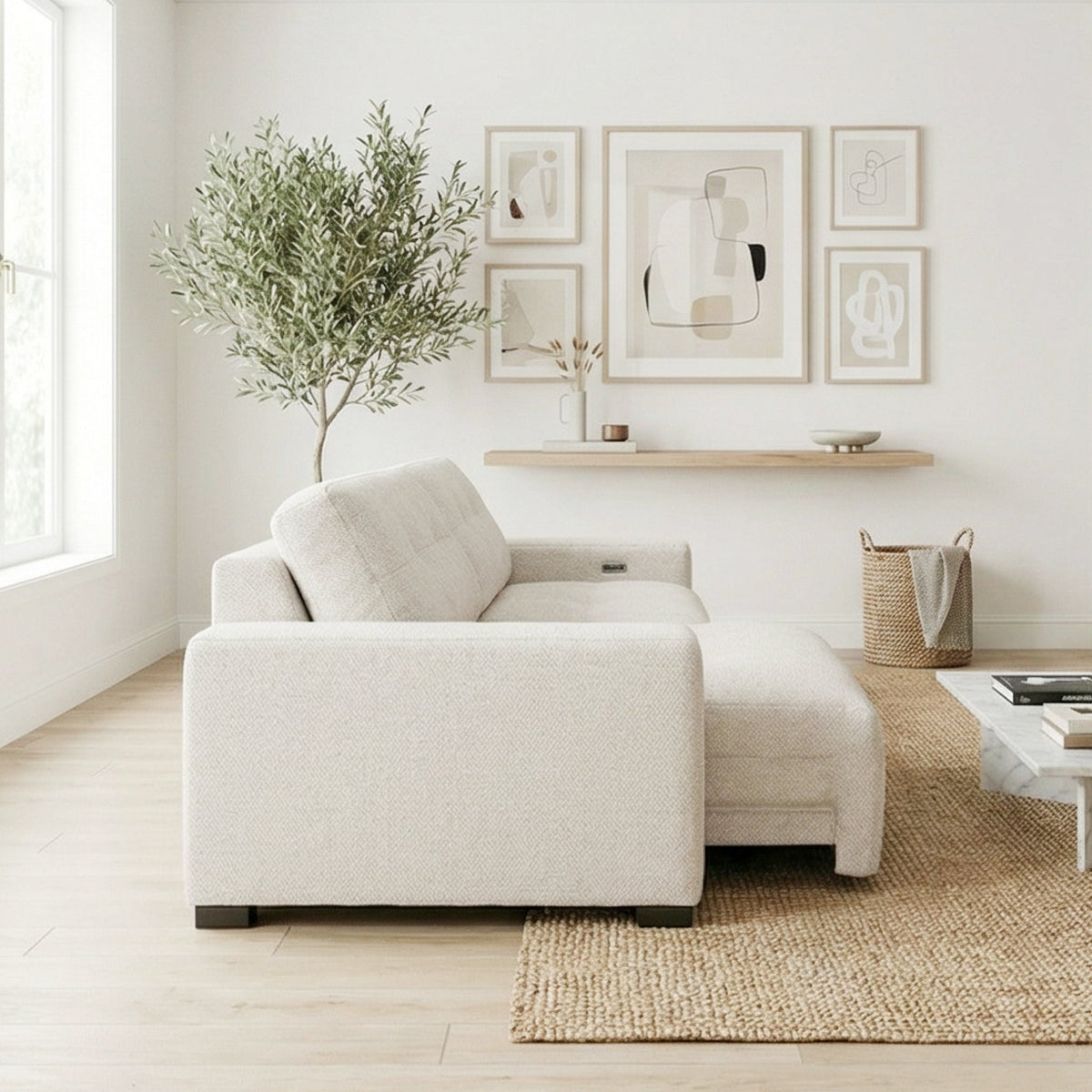 Corston Beige Linen PWR Slider Sofa from Ashcroft Furniture - Luna Furniture