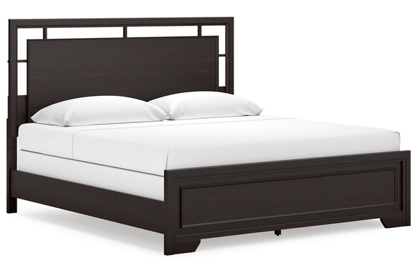 Covetown Dark Brown King Panel Bed