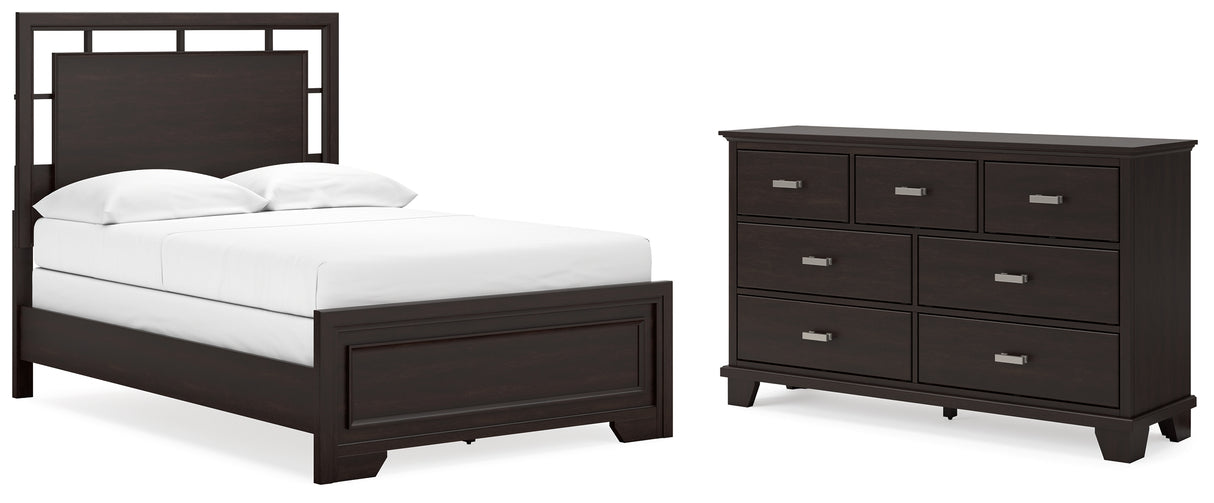 Covetown Full Panel Bed with Dresser in Dark Brown from Ashley - Luna Furniture