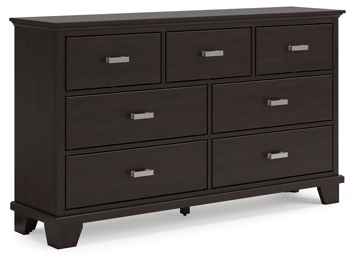 Covetown Queen Panel Bed with Dresser and 2 Nightstands in Dark Brown from Ashley - Luna Furniture